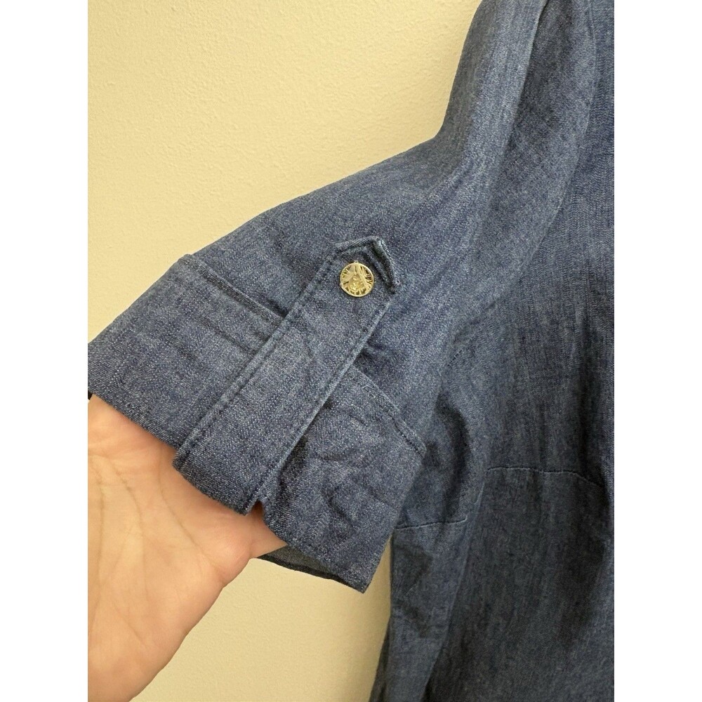 Anne Klein Shift Stretch Denim Blue 1/4 Zip Short Sleeve  Knee Length Dress 1XL - Picture 13 of 13
